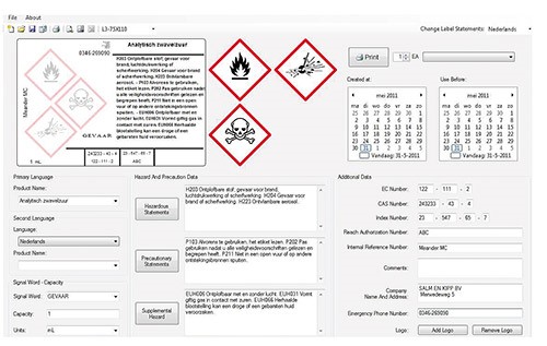 Screenshot van de GHS-software